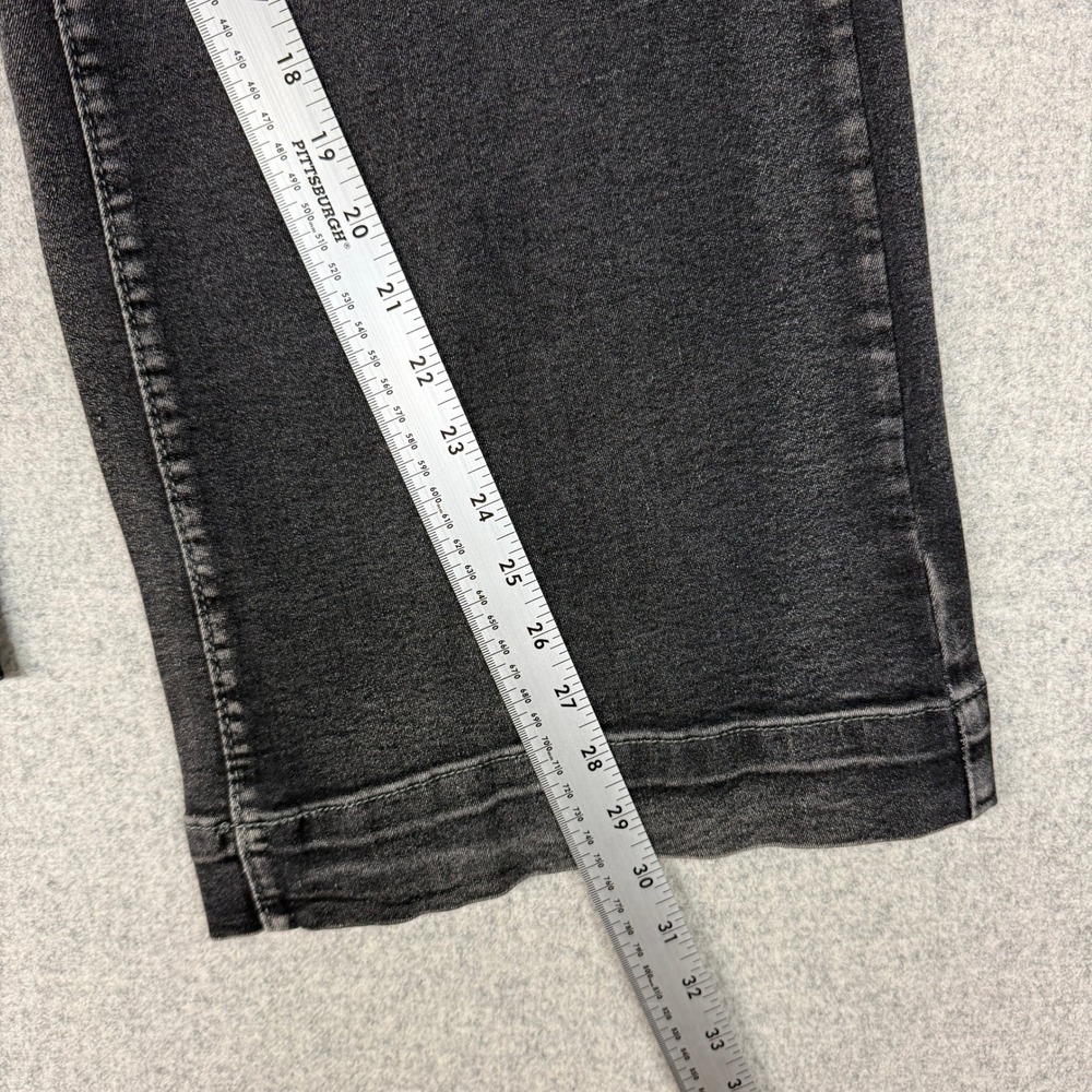 Jeans Wide Leg Denim Pants XL Black Faded Wash High Rise Patch Pockets 2096 - Picture 6 of 10